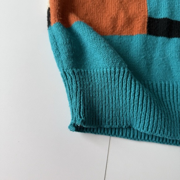 Vtg Carriage Court Color Block Patch Sweater Shirt Grandma Retro Mid Century S - Picture 7 of 8